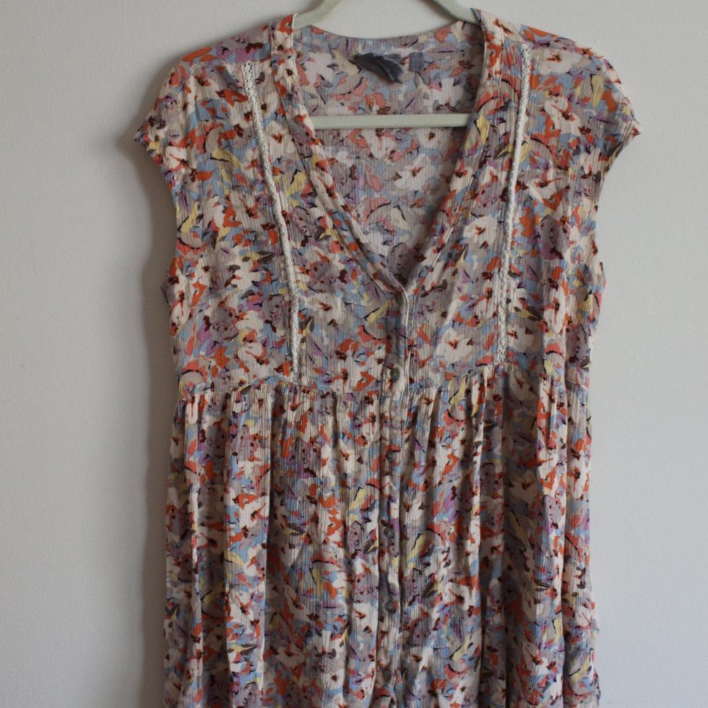Floral short sleeve peasant top
